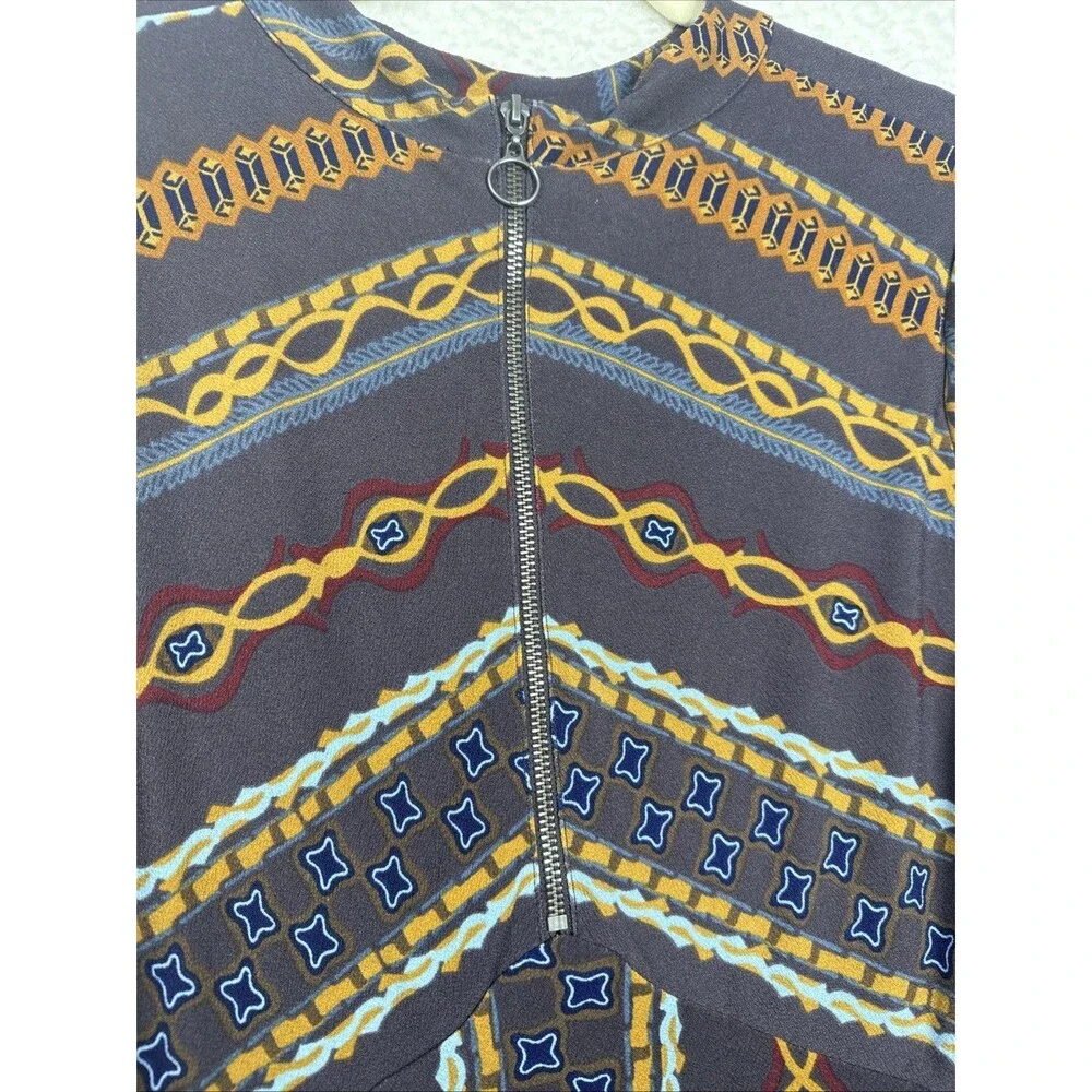 (M) Free People High Neck Long Sleeve Dress  Fall Colors Sz S